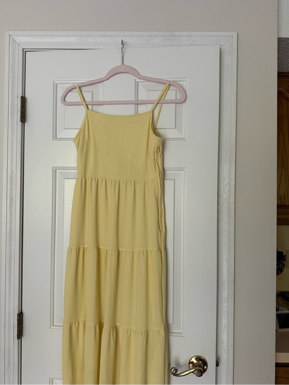 H&M Pale Yellow Tiered Maxi Dress with Spaghetti Straps - Picture 3 of 5